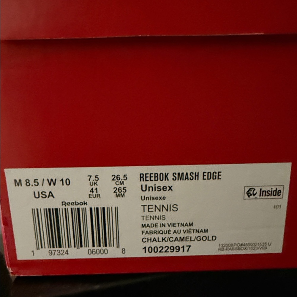 Reebok Smash Edge Tennis Shoes - Chalk, Camel, Gold